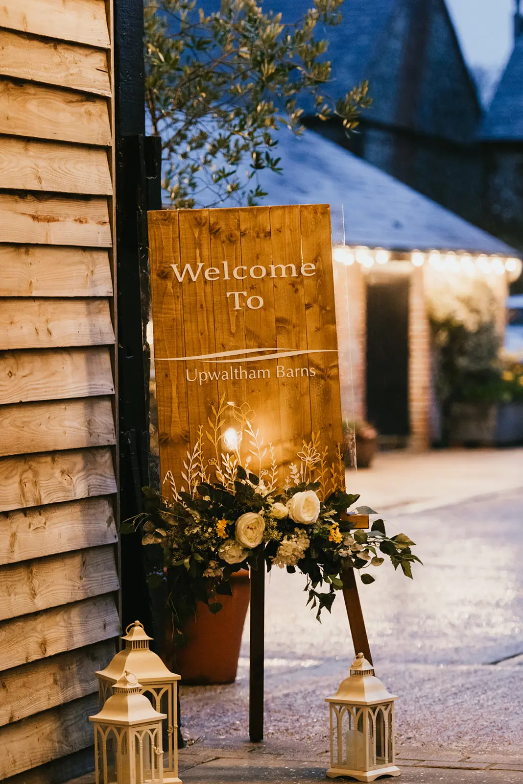 Upwaltham Barns wedding experience welcome sign