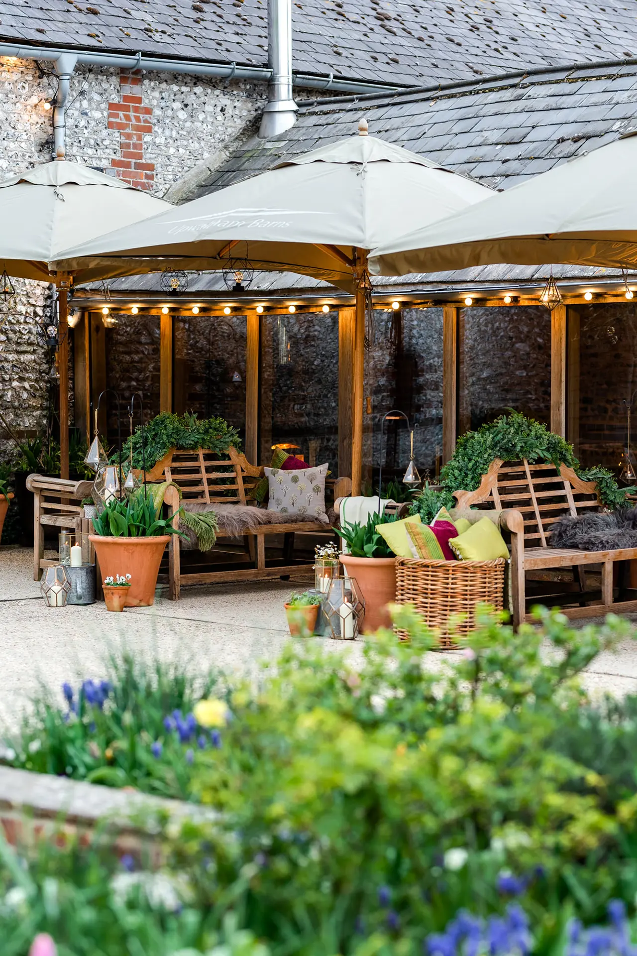 upwaltham barns wedding gallery courtyard seating