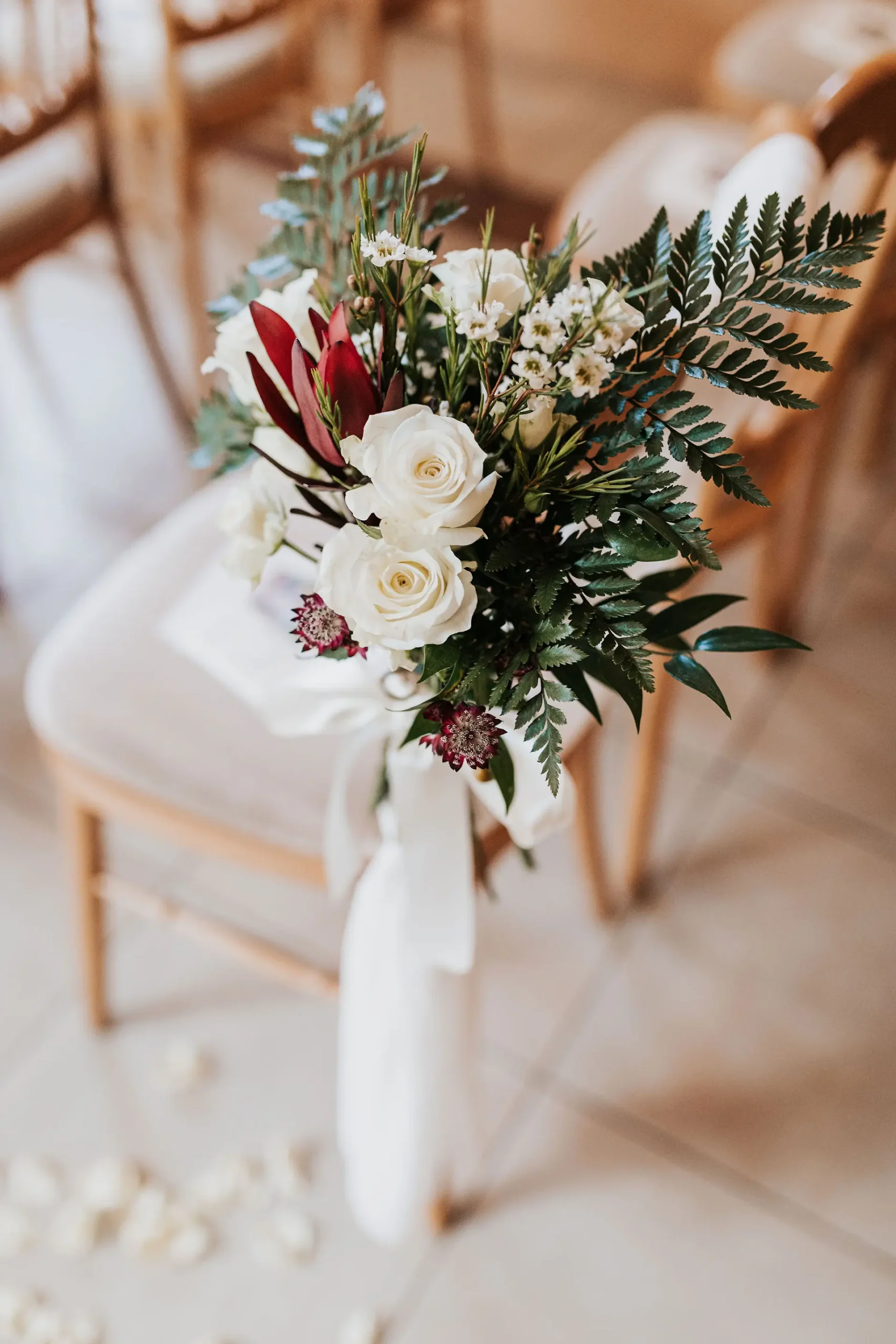 Upwaltham Barns winter wedding flowers