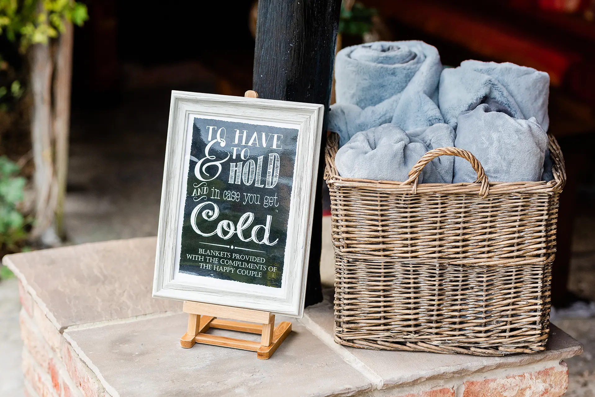 upwaltham barns wedding comfort station blanket