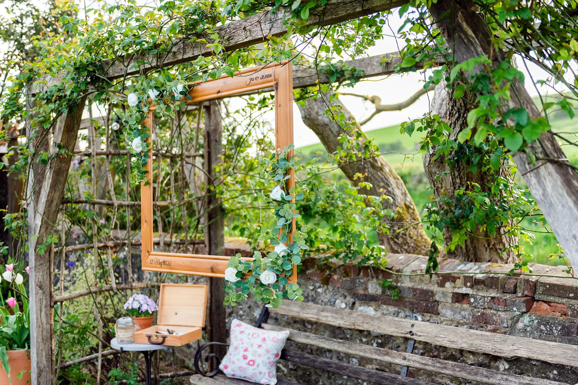 upwaltham barns wedding photo booth frame