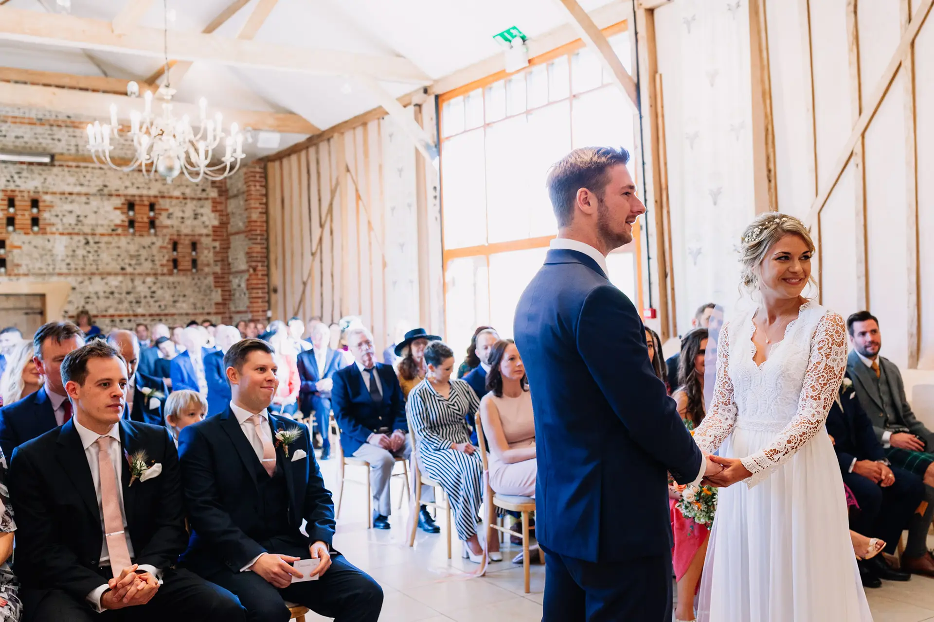 Upwaltham Barns Stef and Guy wedding ceremony east barn