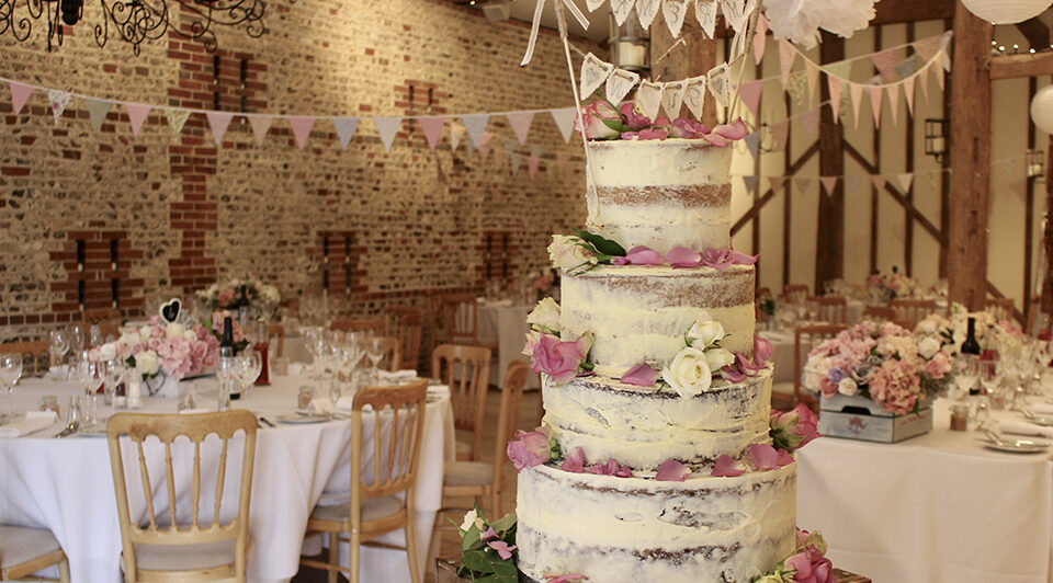 10.naked wedding cake bunting upwaltham barns