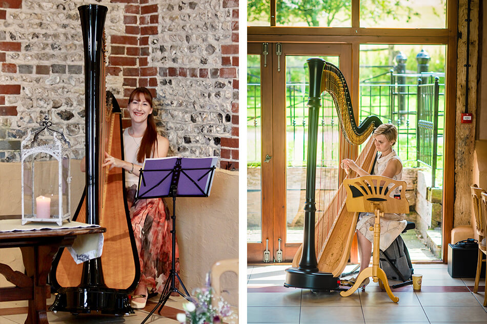 Upwaltham Barns wedding harpist