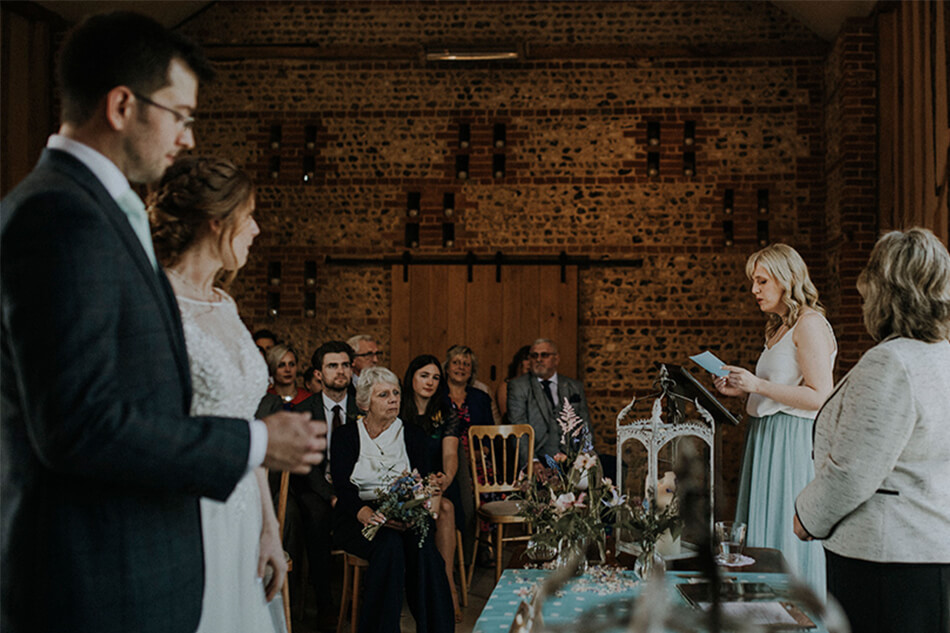upwaltham barns wedding ceremony