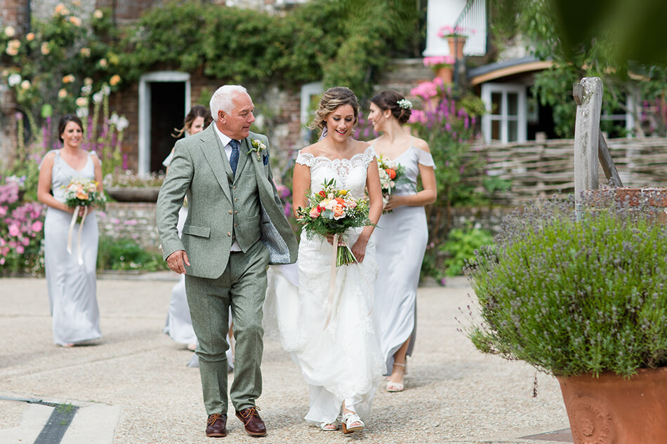 bride and father upwaltham barns adorlee
