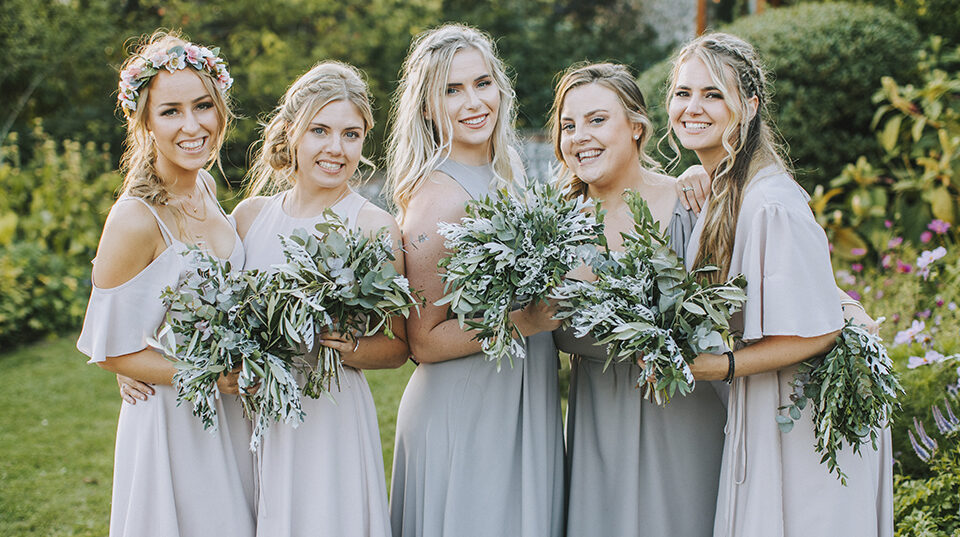 blue bridesmaids upwaltham barns
