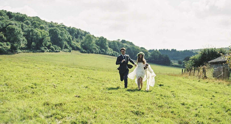 boho bride groom countryside upwaltham barns
