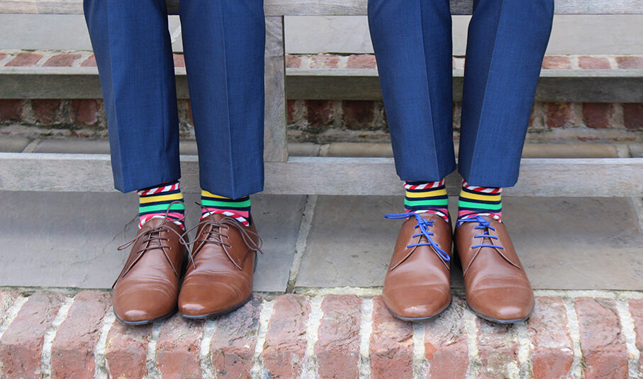 bright socks wedding suit upwaltham barns