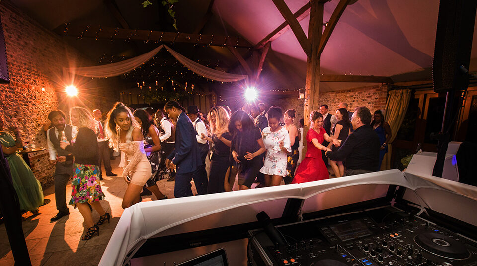 evening wedding reception upwaltham barns