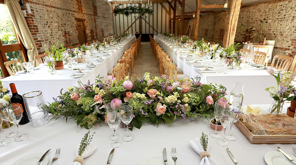 floral garland top table upwaltham barns