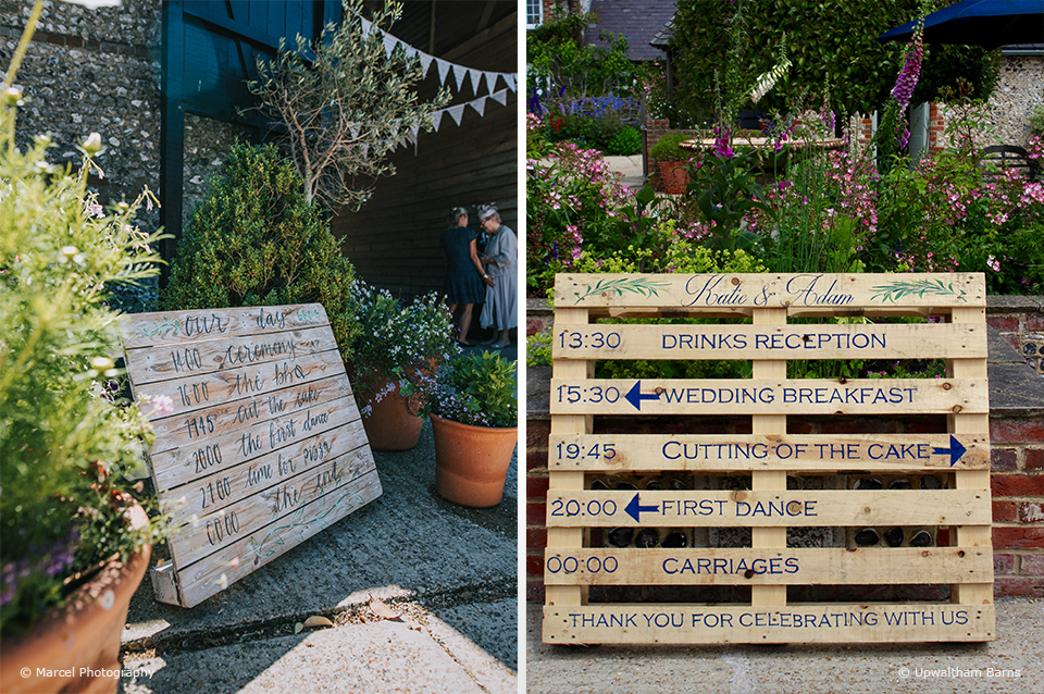 order of the day pallets diy wedding decor upwaltham barns