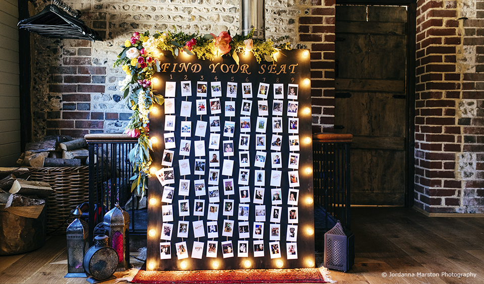 personalised wedding table plan upwaltham barns