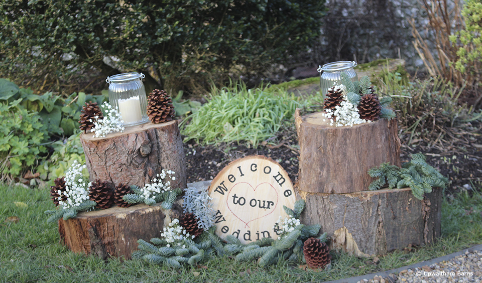 rustic wedding sign upwaltham barns