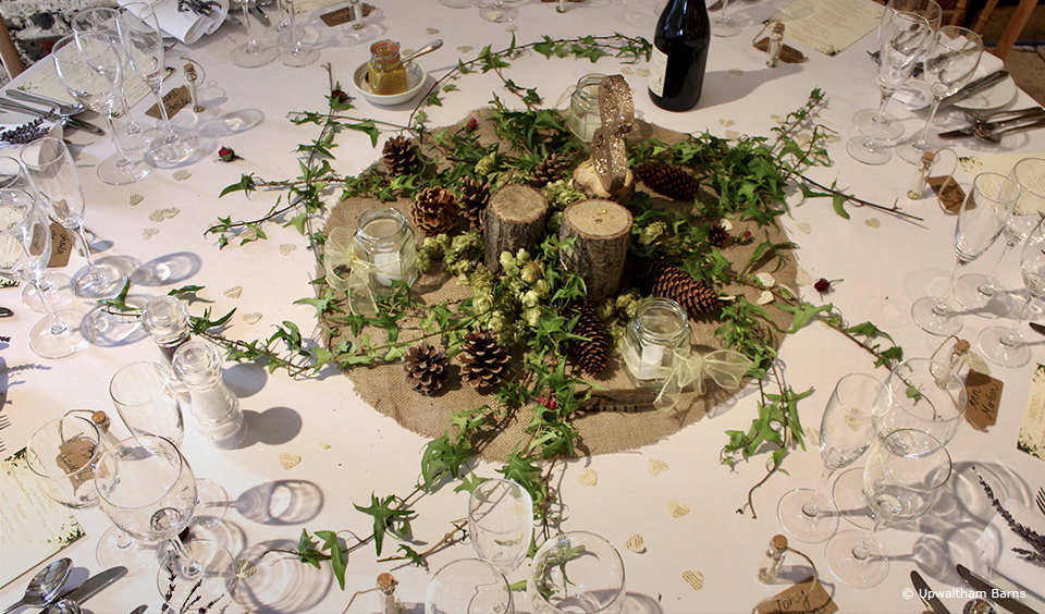 table centrepiece rustic wedding ideas upwaltham barns