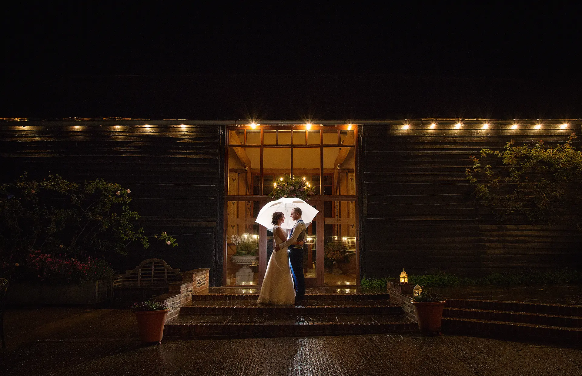 upwaltham barns wedding gallery autumn couple evening