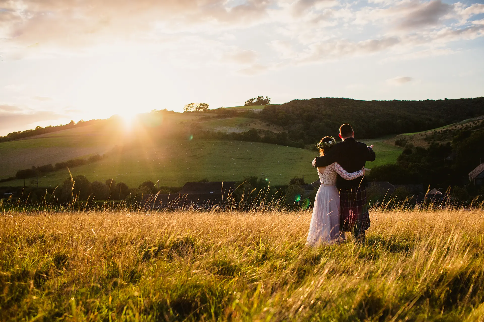 upwaltham barns wedding gallery autumn couple fields