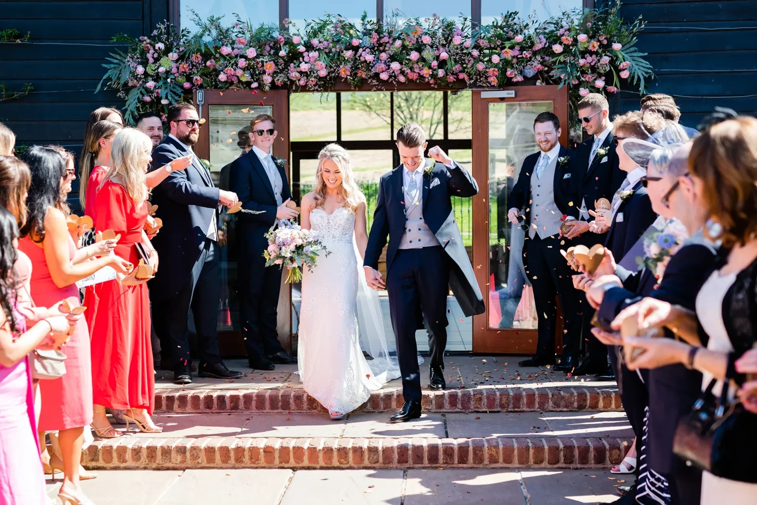 upwaltham barns wedding gallery courtyard confetti