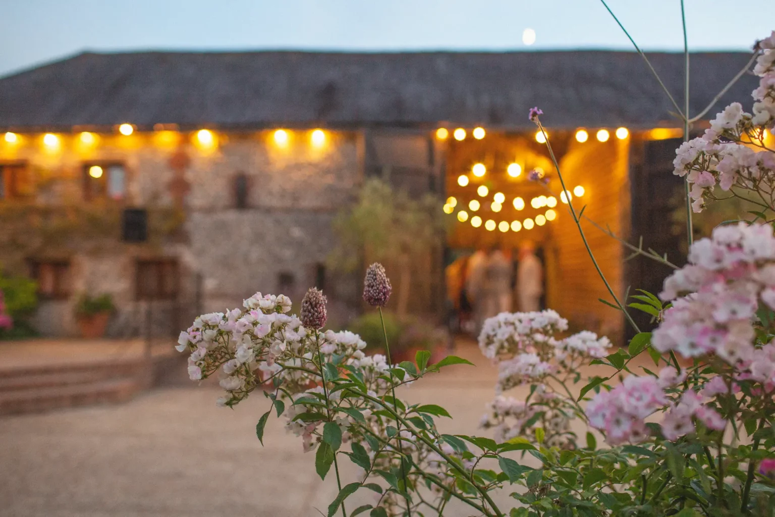 upwaltham barns wedding gallery courtyard lighting