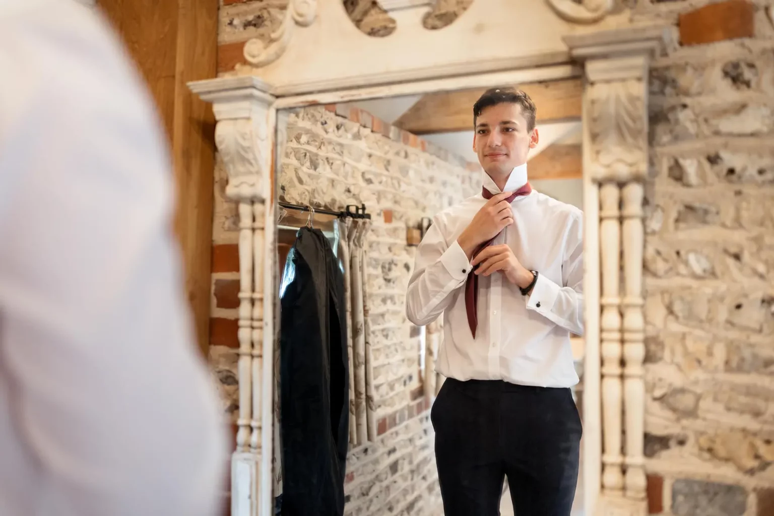 upwaltham barns wedding gallery jasmine cottage groom prep