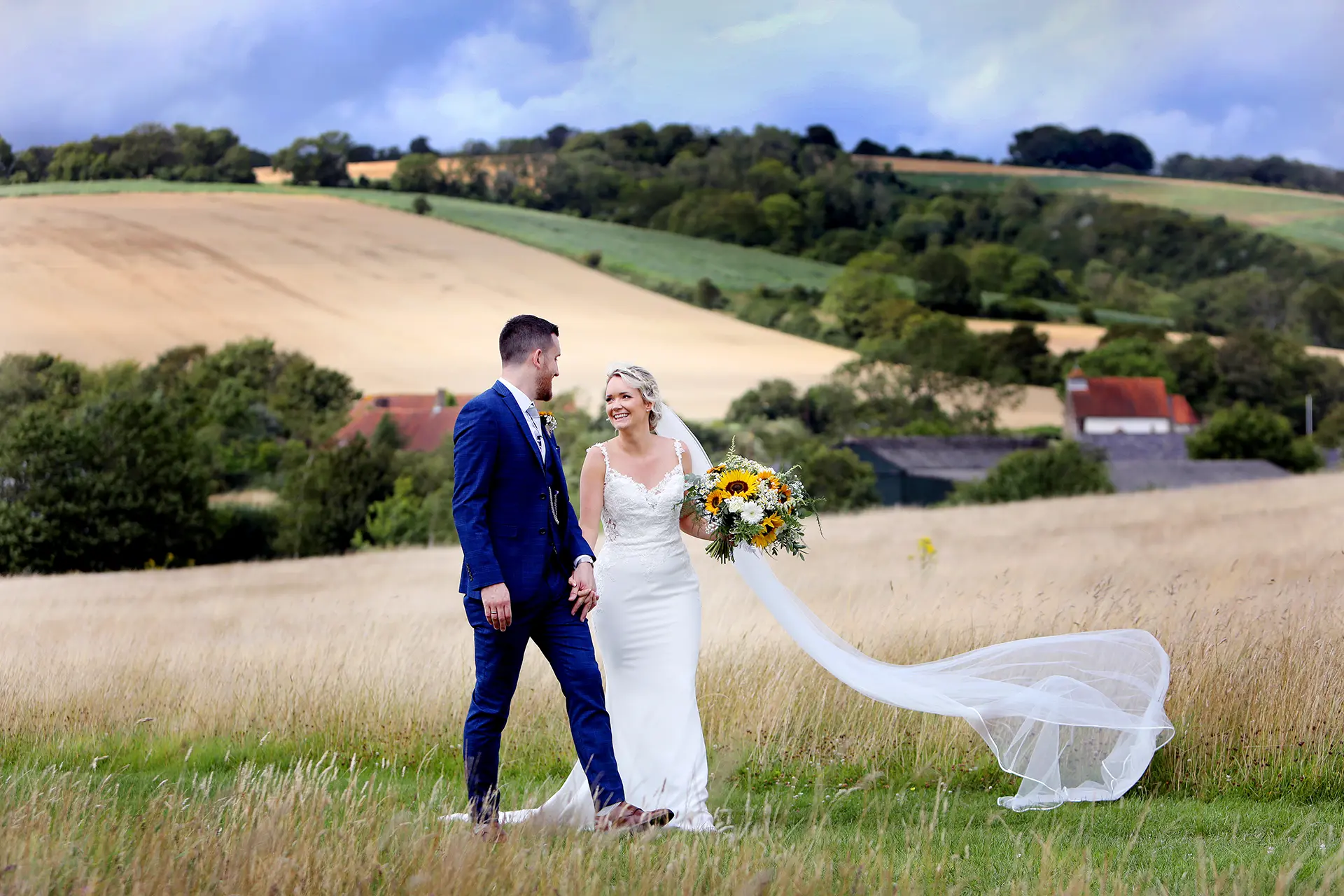 upwaltham barns wedding gallery summer couple fields