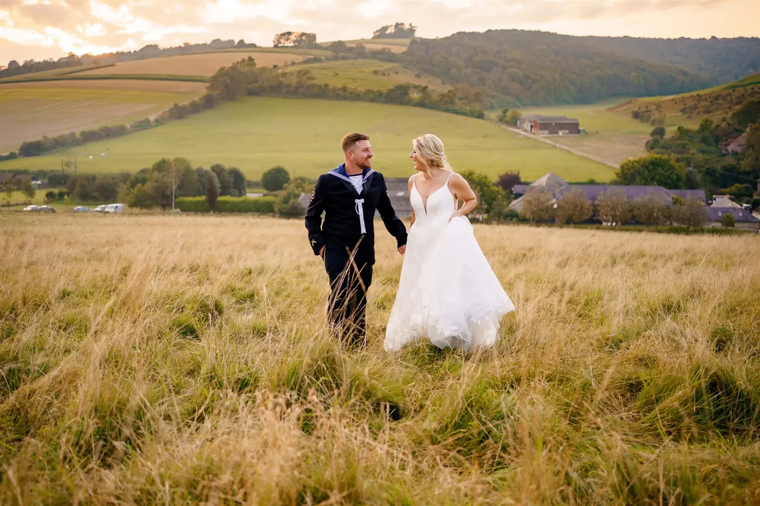 upwaltham barns wedding gallery summer couple fields