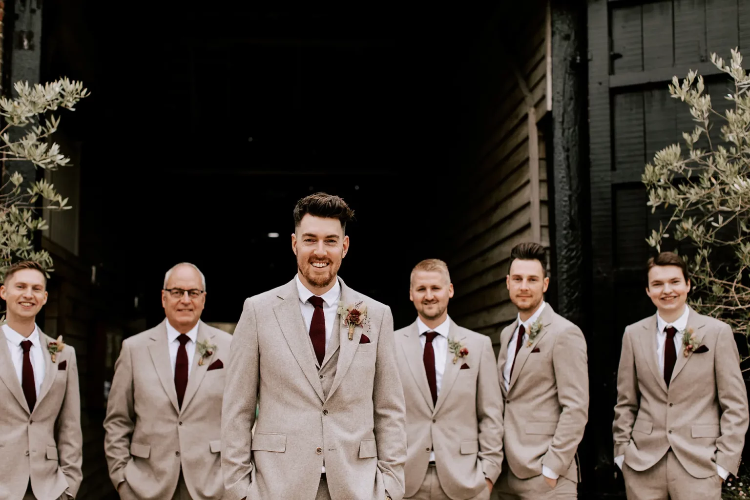 upwaltham barns wedding gallery winter groomsmen