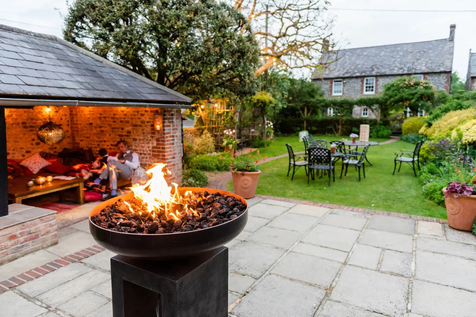 upwaltham barns wedding gardens snug fire pit