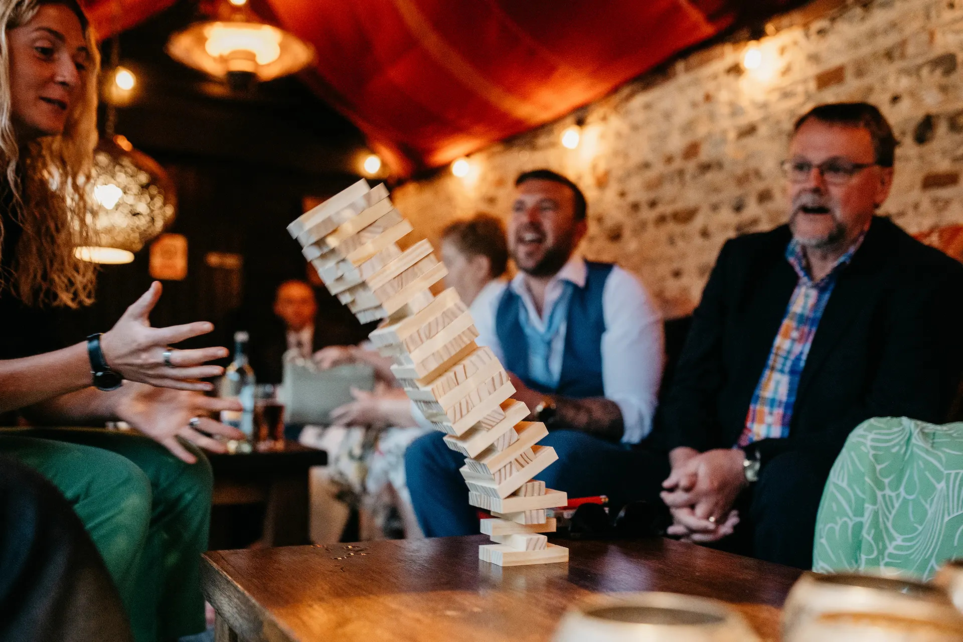 upwaltham barns wedding gardens snug jenga games