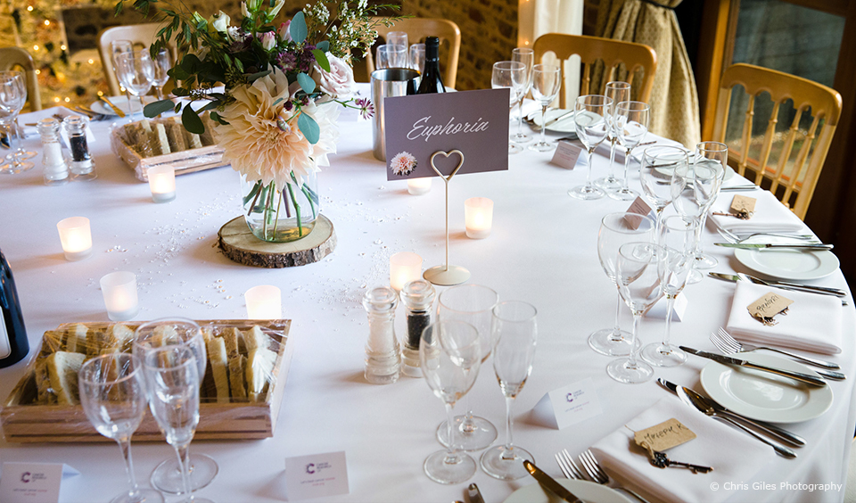 wedding table reception upwaltham barns