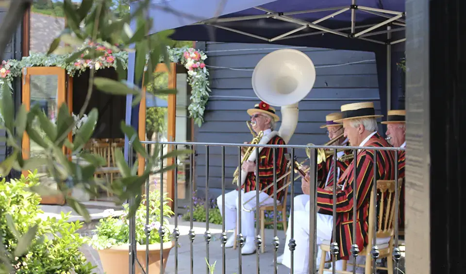 upwaltham barns wedding ideas brass band