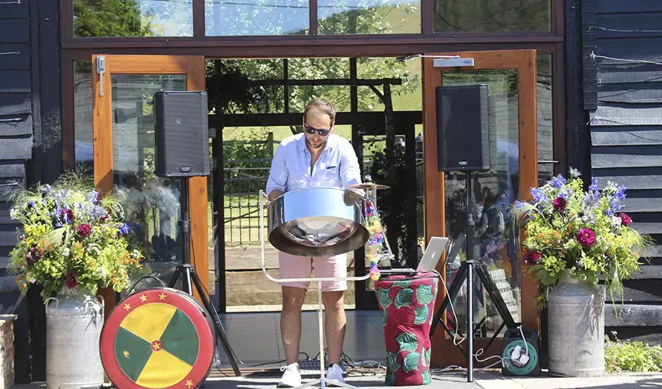 upwaltham barns wedding ideas steel drums