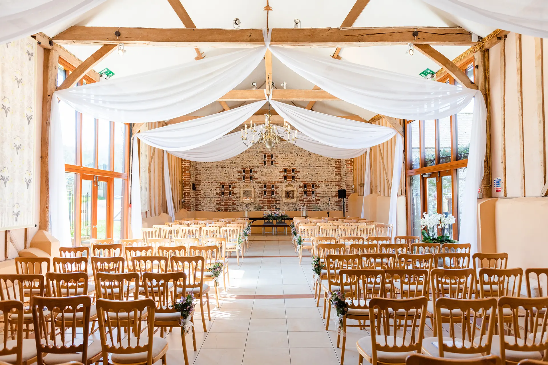 upwaltham barns wedding map the east barn drapes
