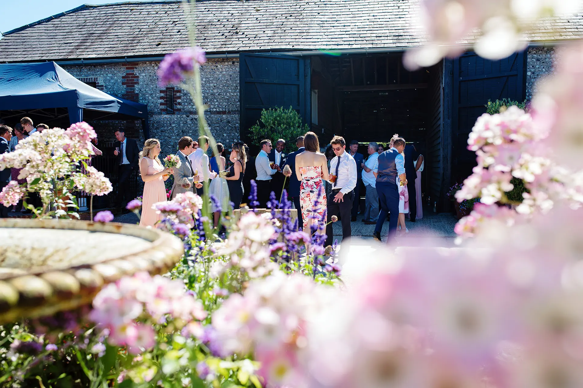 upwaltham barns blog courtyard flowers