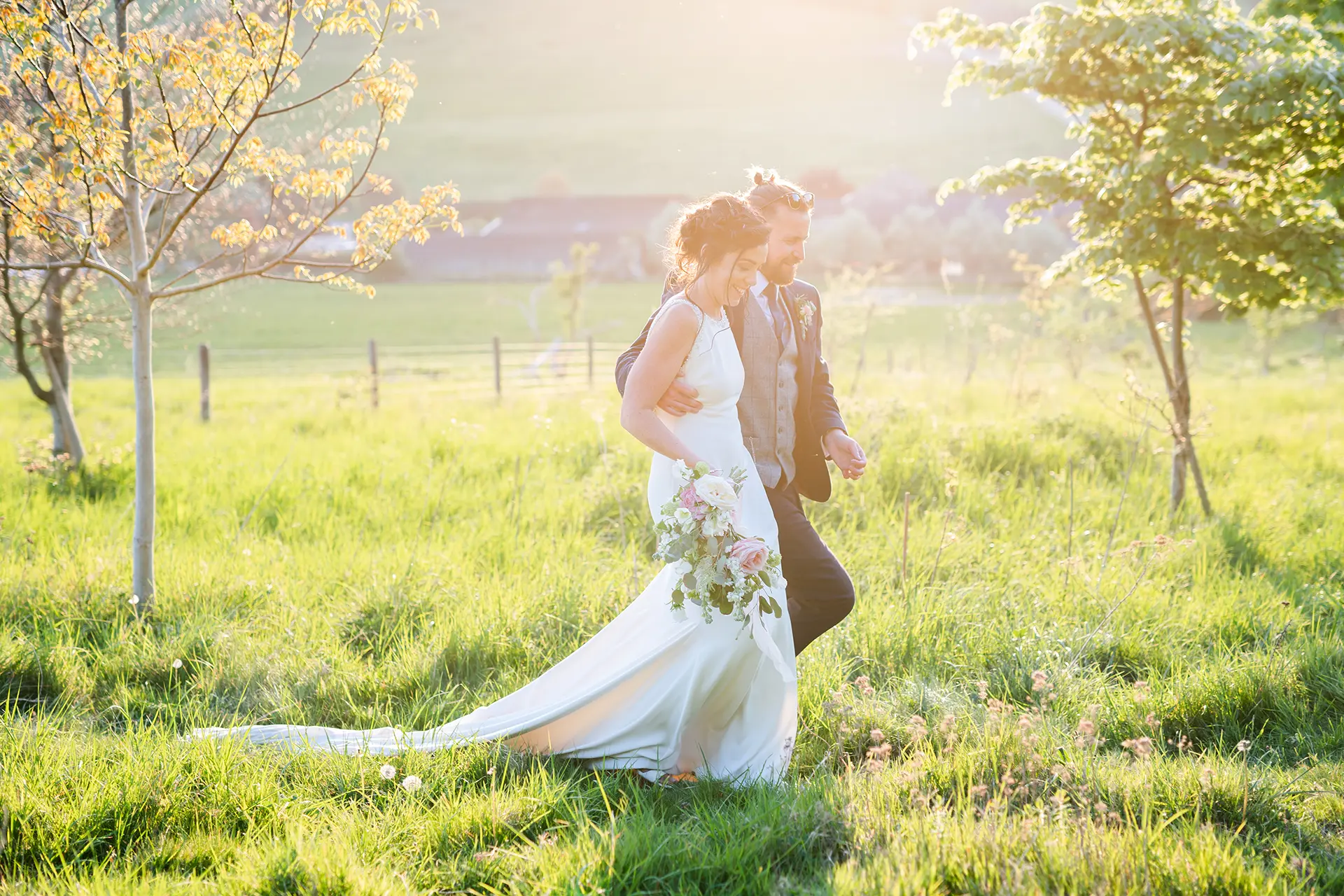upwaltham barns wedding map valley & fields couple