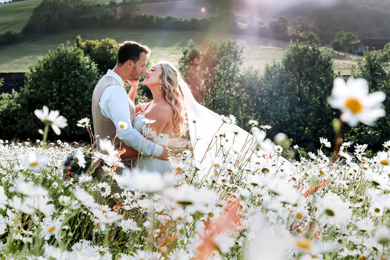 Upwaltham Barns bride and groom