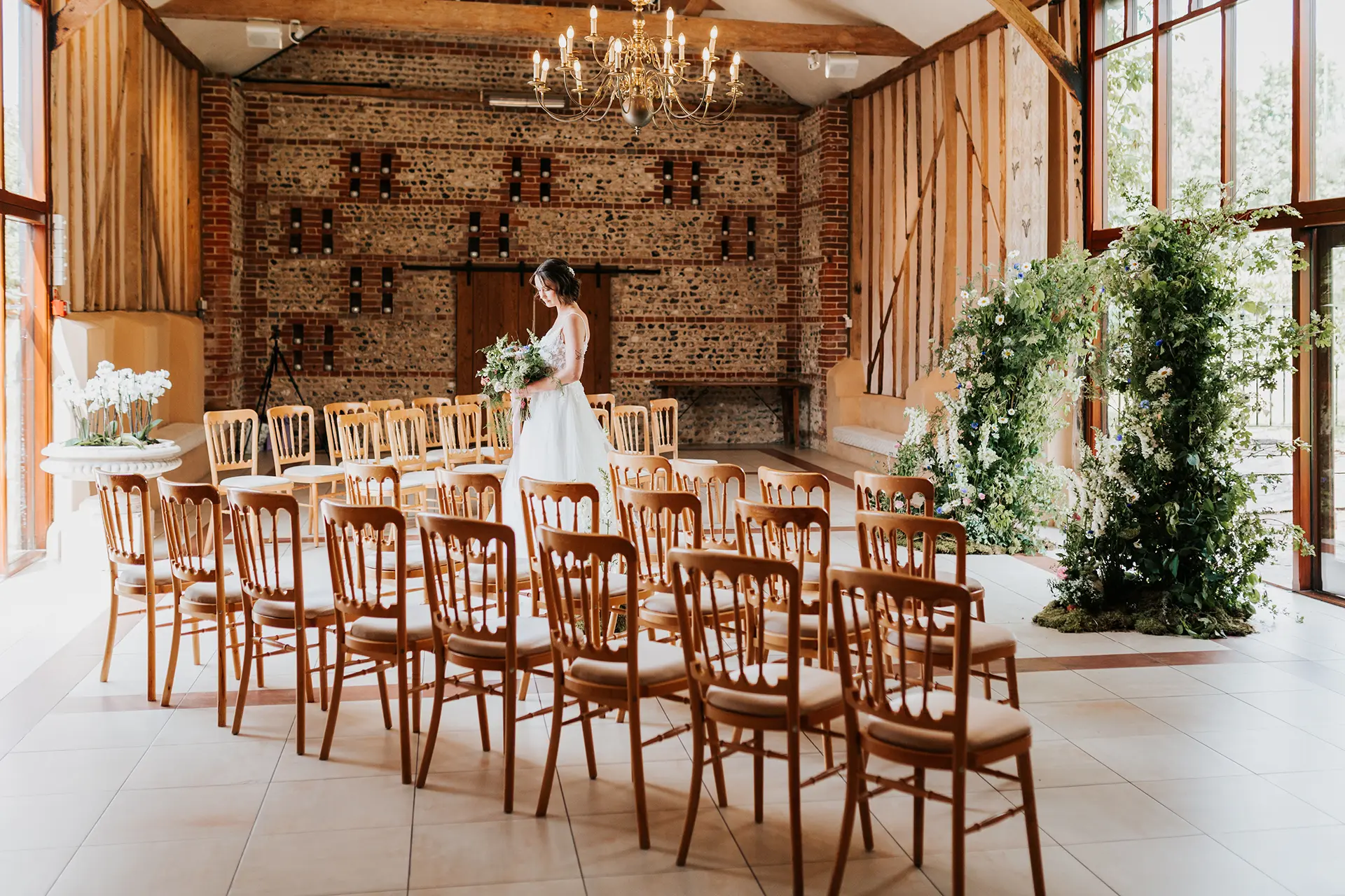 Upwaltham Barns bride in the East Barn