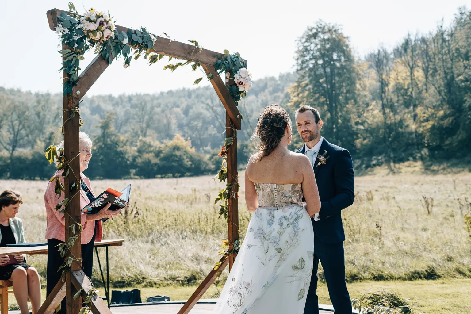 Upwaltham Barns wild wedding ceremony