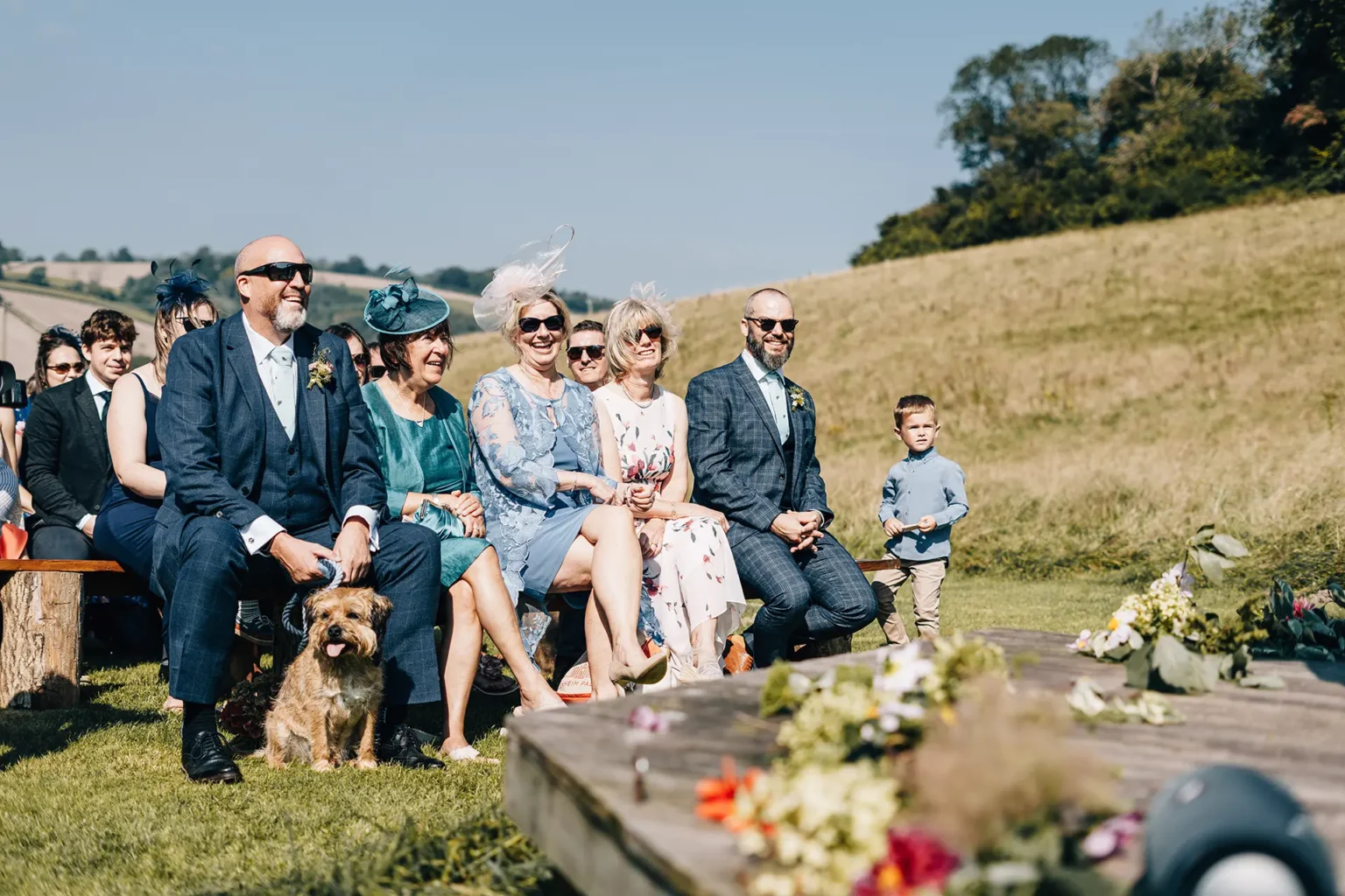 Upwaltham Barns wild wedding ceremony guests