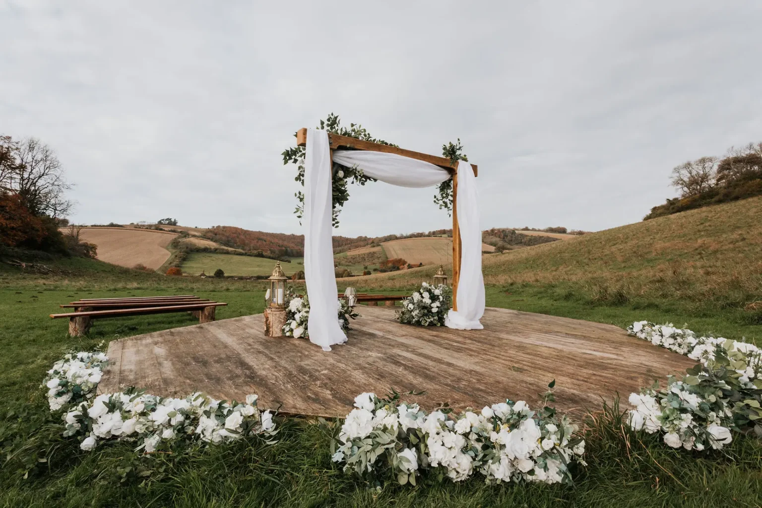 Upwaltham Barns wild weddings setup