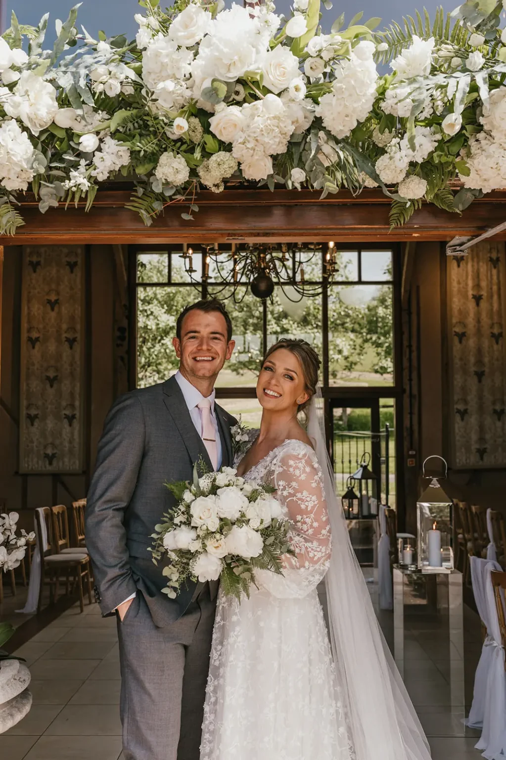 Upwaltham Barns bride and groom wedding day