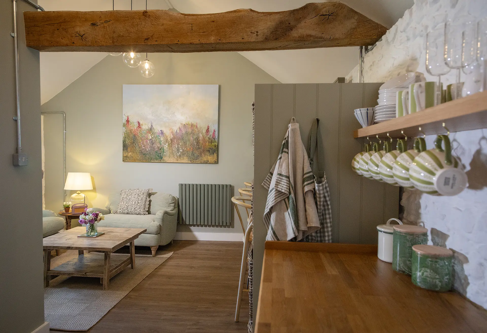 The morning preparation space, Orchard Room, at Upwaltham BarnsThe morning preparation space, Orchard Room, at Upwaltham Barns wedding venue