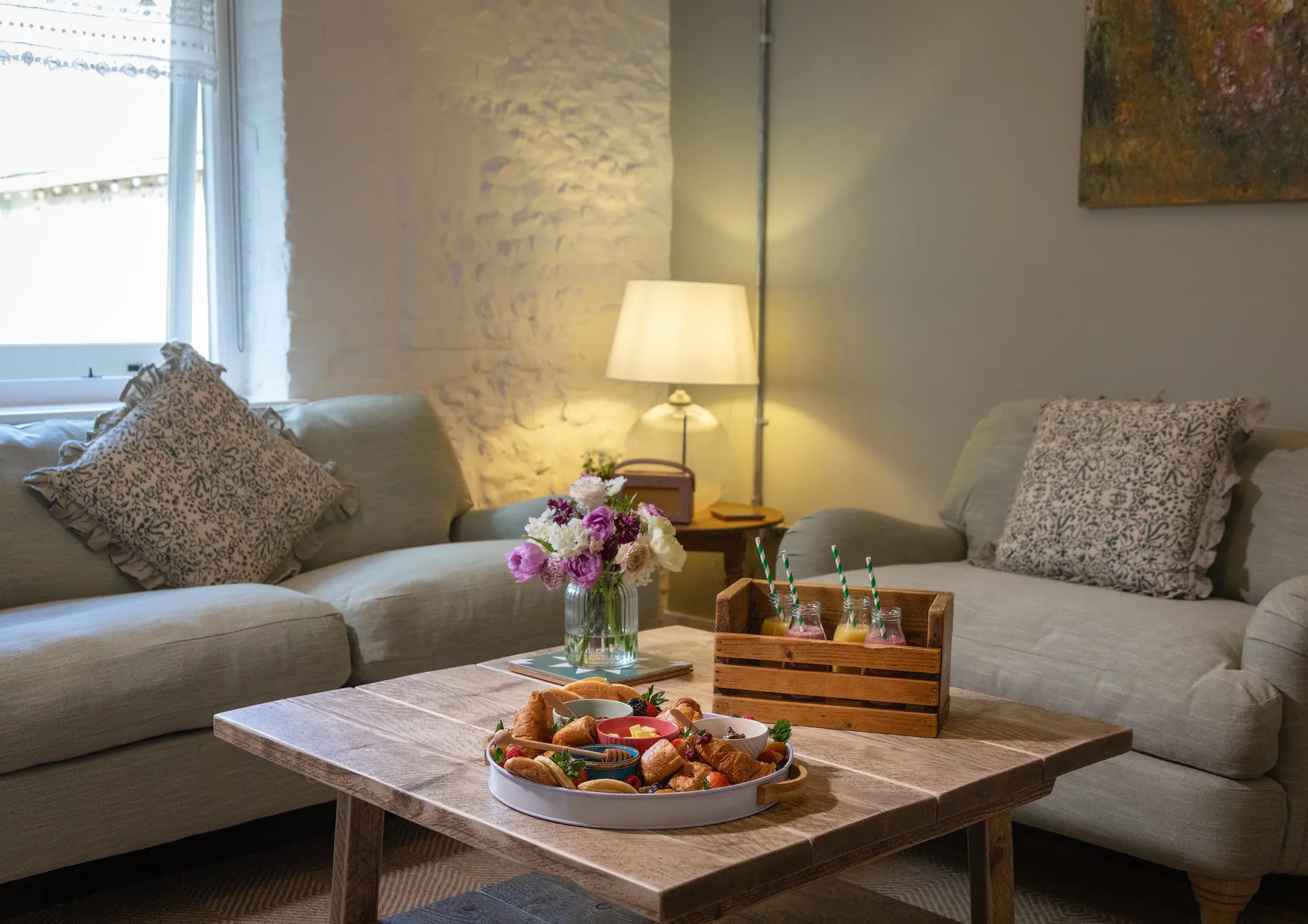 The morning preparation space, Orchard Room, at Upwaltham Barns