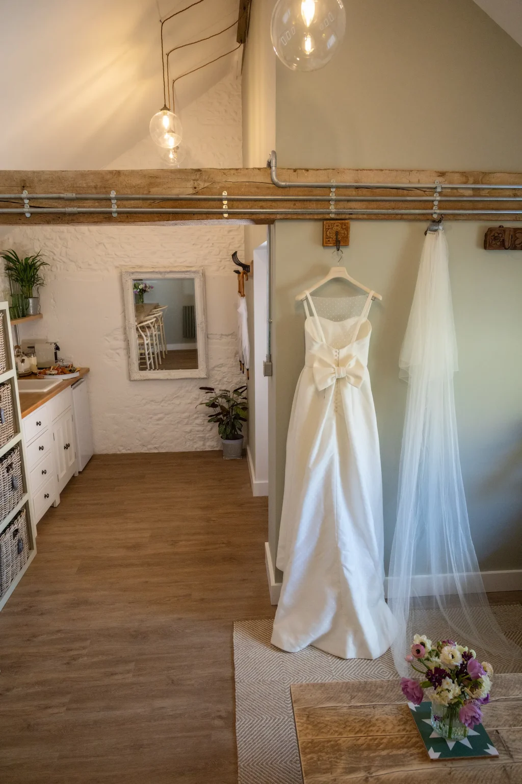 The Orchard Room (wedding prep space) at Upwaltham Barns wedding venue