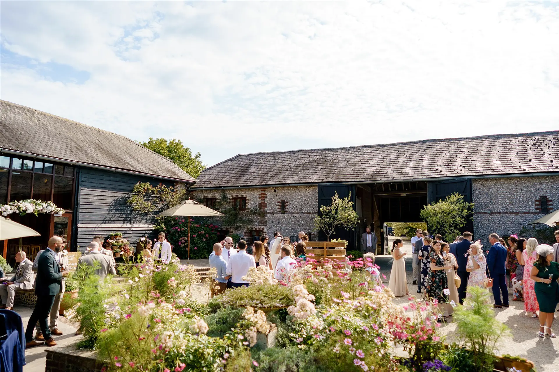 Upwaltham Barns outdoor wedding reception